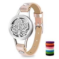 Maple Leaf Essential Oil Diffuser Bracelet Gift for Girls Women Mother, Stainless Steel Magnet Locket Leather Band with 8 Color Washable Pads - Aromatherapy Anxiety Relieve Bracelets