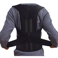 Adjustable Posture Corrector Brace Back Support Belt - Cotton Inner Layer, waist length fits 27.5-33.4", Black, XL