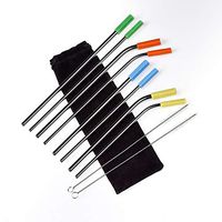 Stainless steel metal straws With Silicone cover(Set of 8) Reusable Straws, Cleaning Brush Included, for 20oz 30oz Drinking Cups