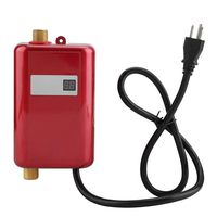 Mini 3000W Electric Water Heater, Electric Tankless Instant Hot Water Heater with LCD Display for Bathroom Kitchen Washing US 110v, 7.87 x 4.13inch(Red)