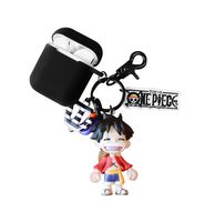 Wildforlife Anime One Piece Luffy Figure Keychain with AirPods 1 & 2 Protective Case Cover (Black II)