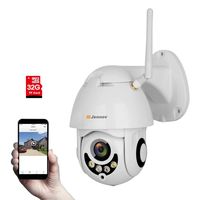 Jennov Wireless Security IP Camera, HD 1080P Wireless WiFi PTZ Camera 4X Zoom Home Video CCTV Surveillance Dome Cameras Outdoor Night Vision with Audio Pre-Installed 32G Micro SD Card