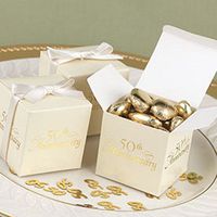 50th Wedding Anniversary Ivory Favor Boxes - 2x2x2 - Pack of 50