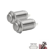 Quentacy 2Pcs Latching Push Button Switch Waterproof SPST 1NO ON-Off 3A 250V Stainless Steel Switches 12mm 1/2" Hole