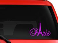 Paris writing unique design Eiffel Tower car truck SUV window laptop Kitchen wall macbook decal sticker Approx 6 inches Pink