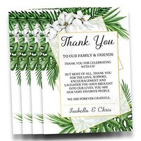 Set of 20 Tropical Personalized Wedding Thank You Place Cards - Customized Wedding Place Settings - Palm Leaf Wedding Thank You Card (06-002)