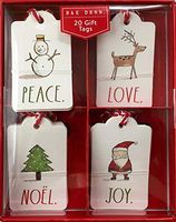 Rae Dunn 20 Count Gift Tags Holiday Christmas Peace Love Noel Joy