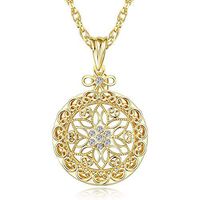 Loupe Reading Magnifier, Bronze Mirror Body Flower Pendant Necklace Sweater Chain Jewelry 2.5X Magnifier Portable Old Man Reading Mirror (Color : Gold)