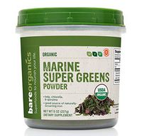 BareOrganics Marine Super Greens Powder | USDA Organic, Gluten-Free, Vegan, Non-GMO, BPA-Free | Kelp, Chlorella, Spirulina, 8oz