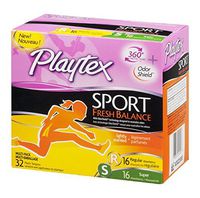 Playtex Plastic Tampons Sport Fresh Balance Multi-Pack Regular/Super Lightly Scented - 32 ct