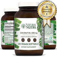 Natural Nutra Organic Non-GMO Virgin Coconut Oil Capsules with Lauric Acid and Monolaurin, Medium Chain Triglycerides (MCT) Supplement for Hair Growth, Weight Loss, Energy, 1000 mg, 120 Vegan Softgels