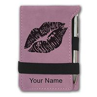 Mini Notepad, Lipstick Kiss, Personalized Engraving Included (Pink)