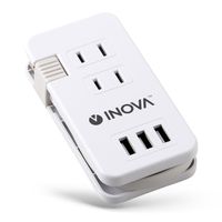 INOVA Smacube 3.4A 3 USB Ports & 3 Outlet Portable Power Strip 100V-240V with 9inches Cable for Home Office Travel (White USB 3 Ports)