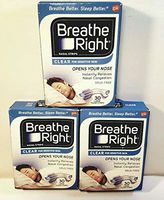90) Breathe Right NASAL STRIPS Large Clear (3 X 30 CT Boxes)