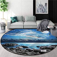 RUGSMAT Tropical Small Round Rug Carpet,Lagoon Secret Paradise Non-Slip No-Shedding Kitchen Soft Floor Mat Round-63