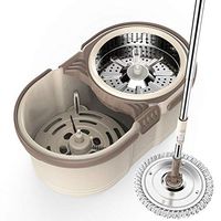 Xiaochongshan Easy Wring Spin Mop And Bucket Floor Cleaning System Stainless Steel Handle With Microfiber Mop Heads，Mop bucket set (Color : Brown, Size : 46x26x25cm)