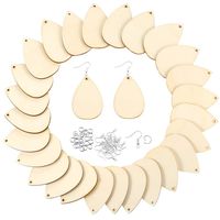 Caydo 50 Pieces Unfinished Wood Teardrop Earring Pendant with 50 Pieces Earring Hooks and 50 Pieces Jump Rings for Jewelry DIY Making