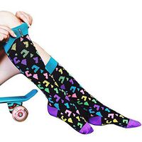 Fashion Compression Socks Women, WXXM Firm Support Team Sports Nurse Medical Football Compression Socks 1 Pair Purple Black