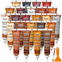 Katzco Furniture Repair Wood Fillers - Set of 50 - Resin Repair Compounds and Brushes with Plastic Scrapers - For Stains, Scratches, Wood Floors, Tables, Desks, Carpenters, Bedposts