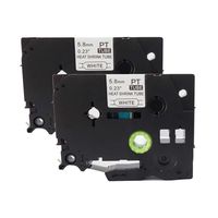 Molshine Compatible Heat Shrink Tube Label Tape, Replacement for Brother HSe211 HSe-211 HS-211 HS211 Black On White 6mm x 1.5m (1/4 inch x 4.9 feet), 2 Pack