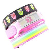 3 Pack Kid's Medical Alert Bracelets | Children's Medical ID Bracelets | Free Engraving | Adjustable | Value Pack (3 Bracelets) | Hoot & Rainbow