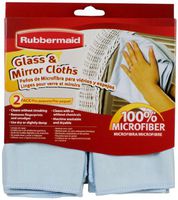Rubbermaid 2-Pack Microfiber Glass Cleaning Cloth, Blue (FG6M0206)
