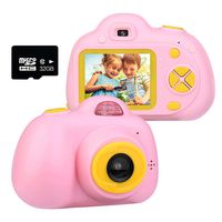YXIN 2.0 inch Kids Digtal Camera,Mini 1080P HD Video Cartoon Toy Camera with 32GB Memory Card Birthday Toy Gifts for 3-10 Years Old Girls and Boys (Pink)