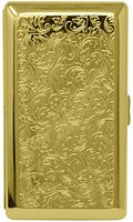 Gold Victorian Print (Full Pack 120s) Metal-Plated Cigarette Case & Stash Box