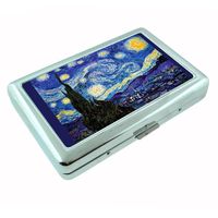 Vincent Van Gogh Starry Night Metal Silver Cigarette Case Holder Box D-141