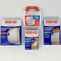 Band-Aid Multi-Pack Bundle (Contains 2 Boxes of Flexible Fabric Bandages, First-Aid to Go Kit (Johnson & Johnson), and Large Adhesive Pads)