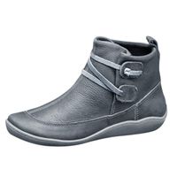 Dainzuy Women Arch Support Boots 2019 New Casual Comfy Flat Heel Ankle Booties Waterproof Braided Strap Booties Gray