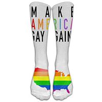 UYILP Men Novelty Make America Gay Again Funky Over The Calf Sock Athletic Crew Stocking Unisex