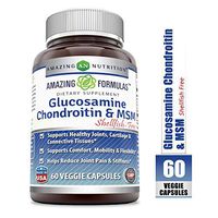 Amazing Formulas Glucosamine Chondroitin & MSM Shellfish Free-Veggie Capsules (Non-Gmo,Gluten Free) Supports Healthy Joints,Cartilage&Connective Tissues-Supports Comfort,Mobility&Flexibility(60 Count)
