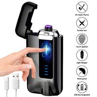UPANV USB Electric Lighter, Rechargeable Windproof Flameless Lighter Touch Sensor Dual Arc Lighter with Power Indicator and USB Cable for Cigarette Candles (Gift Box Packaging)