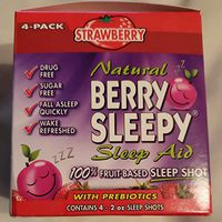 Berry Sleepy: {Strawberry Flavor} Sleep Shot with Prebiotics - Keto Friendly Drink - Certified Organic Drinks - All Natural Organic Snack - Vegan Approved - Gluten Free Sleepy Drink 4-Pack (2 oz)