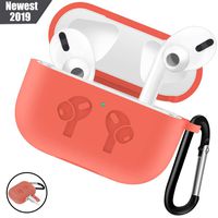 WAAILU Protective Cover Compatible with AirPods Pro Case, Case with Keychain for AirPods 3 Charging Case - 2019 Release Visible Front LED Shock-Absorbing Soft Slim Silicone Case Skin - Rose Red