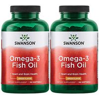 Swanson Omega 3 Fish Oil Supplement Heart Brain and Joint Support GMO-Free EFAs 180 mg EPA Plus 120 mg DHA 150 Softgel Capsules Lemon Flavor (2 Pack)