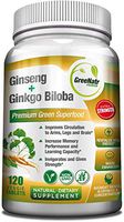 Panax Ginseng + Ginkgo Biloba Tablets - Premium Non-GMO/Veggie Superfood - Traditional Energy Booster and Brain Sharpener (120 Tablets)