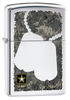 Zippo US Army Dog Tags High Polish Chrome Pocket Lighter