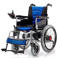 MEI Walker Wheelchair, Seniors Disabled Persons Reversible Adjustable Lightweight Electric Wheelchair Carbon Steel Frame (Color : Blue)