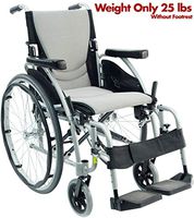 Karman Healthcare S-Ergo 125 18" Seat Width, Ultra Lightweight Ergonomic Wheelchair, Fixed Wheels - 25 lbs in Pearl Silver