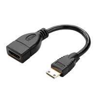 Mini HDMI to HDMI Cable, CableCreation 0.5ft Mini-HDMI Male to HDMI Female Adapter, Support 1080P Full HD, 3D, for Camera, Camcorder, Graphics Card, Laptop,Tablet, HDTV,Projector, 0.15M, Black
