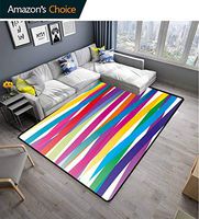 Bigdatastore Colorful Vintage Area Rug Dorm Room, Multicolor Ribbon Design Abstract Design Vivid Rainbow Pattern Artistic Expression, Fashionable High Class Living Dinning Room(8'x 10')