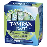 Tampax Pocket Pearl Tampons Super Absorbency with LeakGuard Braid, Unscented, 16 Count