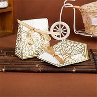 Hoxekle 100 PCS Candy Favor Bags Gift Boxes with Ribbons Wedding Party Favour Sweet Cake Gift Candy Boxes for Anniversary Wedding Party