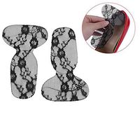 Silicone Soft Heel Protector, Anti-Slip Heel Cushion High Heels Heel Holder Cushion Heel pad Made of lace Fabric, Insoles for Protects Heels Against Pressure Blisters Skin abrasions (Black)