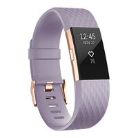 UMAXGET Compatible with Fitbit Charge 2 Bands, Soft Silicone Sport Adjustable Wristband Special Edition with Rose Gold Buckle for Men Women, Lavender, Small