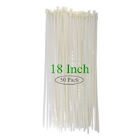 Long Wide 18 Inch Nylon Zip Cable Ties Clear -Large 120LB Tensile Strength-Heavy Duty Industrial Durable Strong Cable Ties- 50 Pack - Indoor Outdoor Garden Ties Use(18",120LB, White)
