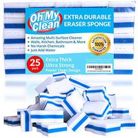 (25 Pack) Extra Durable Eraser Sponge - Extra Thick, Long Lasting, Premium Melamine Sponges in Bulk - Multi-Purpose Power Scrubber - Bathroom, Kitchen, Floor, Bathtub, Toilet, Baseboard, Wall Cleaner