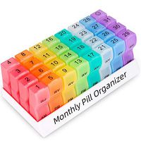 Monthly Pill Organizer 2 Times a Day, one Month Pill Box AM PM, 30 Day Pill Case Small Compartments to Hold Vitamin and Travel Medicine Organizer, 31 Day Pill Organizer, Best Gift for Mother's Day.